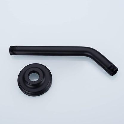 9 Inch Angled Shower Arm with Flange,Wall-Mounted Heavy Duty Stainless Steel, Shower Head Extension Extender Pipe Arm, For Fixed Bathroom Shower Head,Matte Black