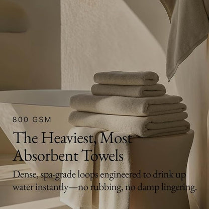 Italic Serene Ultraplush Cotton Bath Towels, 4-Pack (2 Sets of 2), Sand, Large, 800GSM, 100% Cotton, Heavy Duty, Resort Grade Towels (Sand)