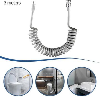 Spring Flexible Shower Hose, Bathroom Spiral Flexible Telescopic Shower Hose Spring Replacement Shower Hose for Toilet Faucet, Bidet Sprayer(300cm Grey)