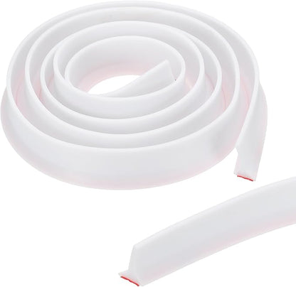 PATIKIL 118 Inch Collapsible Shower Threshold Water Dam Guard, Shower Stopper Barrier Self Adhesive Sink Splash Guards for Frameless Shower Door Bottom, White (1.2"Wx0.6"T)