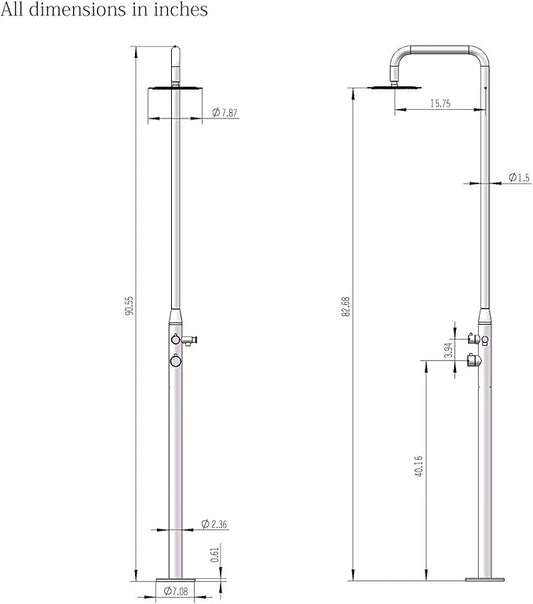 HEATGENE Outdoor Shower with Body Jets and Handheld Shower Head for Outside/Poolside/Patio Drench Shower, Outdoor Shower System, Matte Black