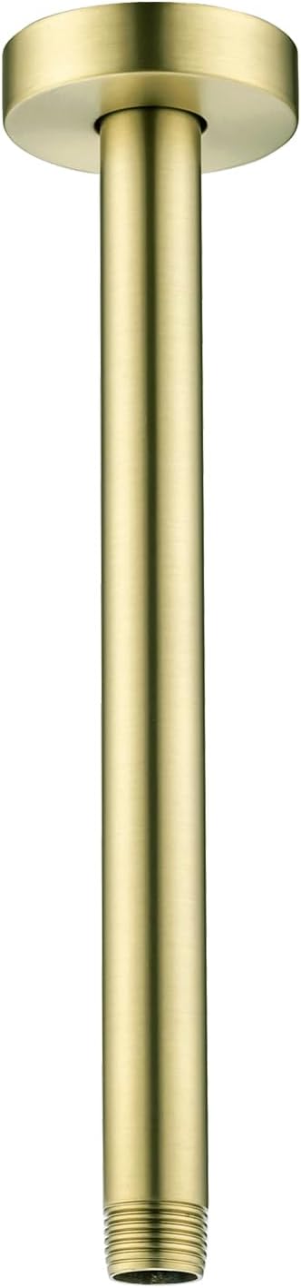 10 Inches Ceiling Mount Shower Arm and Flange, Brushed Gold