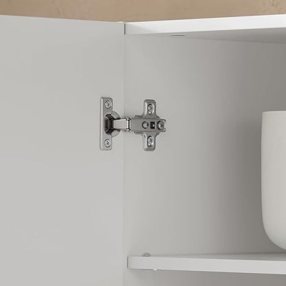 SoBuy Wall Cabinet Laundry Room, Medicine Cabinet for Kitchen Bathroom Garage, Wall Storage Cabinet with Adjustment Shelves, White FRG231-L-W