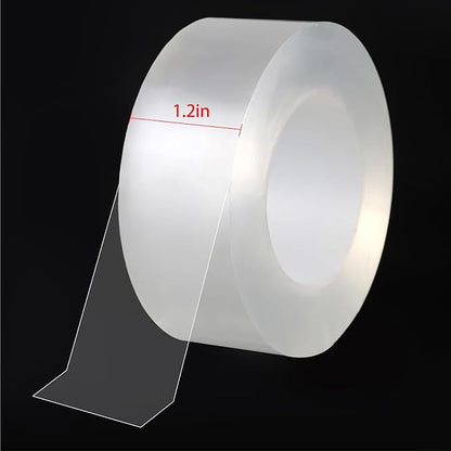 Transparent Weather Sealing Tape, Clear Draft Isolation Film Tape for Door Draft Stopper, Adhesive Tape for Doors, Windows and Shower Glass Gaps - No Residue (1.2 Inch x 16Ft)