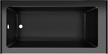 Fine Fixtures Acrylic, Fiberglass Alcove Soaking Bathtub with Integral Apron Front in Glossy Black - Left Hand Drain, 54" x 30"
