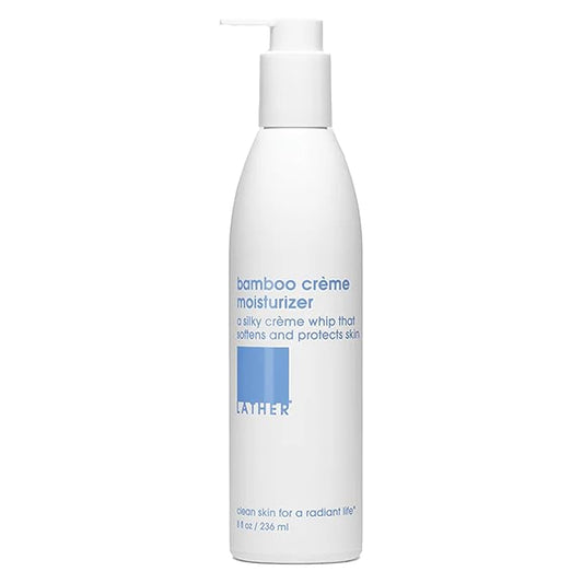 LATHER - Bamboo Crème Body Moisturizer, 8 fl oz - Daily Hydrating Body Lotion - Essential Oils & Vitamins - Shea Butter, Avocado Oil, Aloe, & Chamomile - Vegan & Cruelty Free - Beauty & Skin Care
