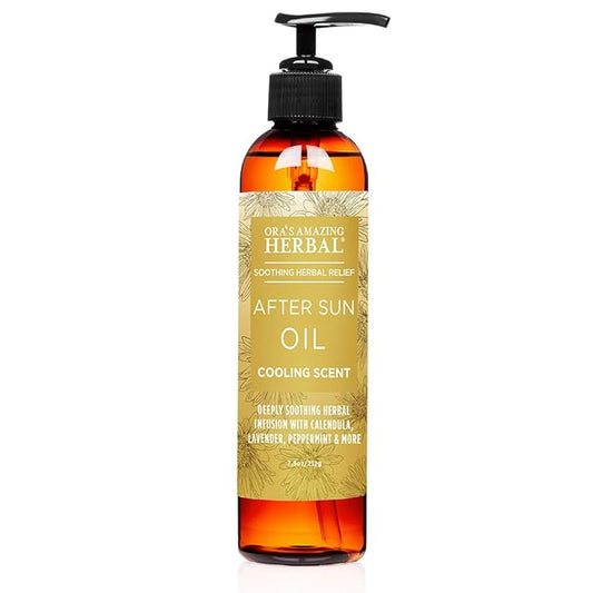 Ora's Amazing Herbal After Shave Oil For Women, After Sun and Dry Skin Moisturizer, Botanical Nourishing Herbs and Essential Oils, Razor Burn, Sunburn Relief, 7.5 oz with Pump