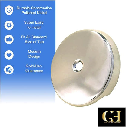 Single Hole Bathtub Drain Overflow Plate - Overflow Drain Cover | Tub Drain Cover with Three Matching Screws/Bathtub Overflow Drain Cover with Adapter (Brushed Nickel)