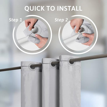 Furlinic No Hook Extra Long Shower Curtain 84 Length,Polyester Fabric Bathroom Curtains with 10 Plastic Split Grommets,Modern Hotel Style Waterproof Dark Grey Shower Curtains,Washable 72x84 Inch