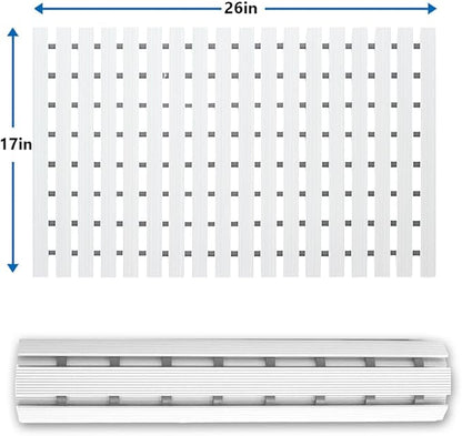 Bath Mat Non Slip Shower Mat Bathtub with Drain Holes and Heavy Duty Rubber No Suction Cups Sturdy Shower Stall Tub Mat for Bathroom, Shower Floor, Pool, SPA, (White, 17"x26")