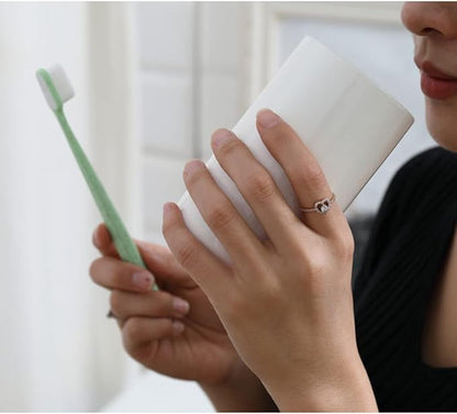 Ceramic mouthwash cup, simple home bathroom wash and brush rack, milk and yogurt breakfast cups. (White-A)