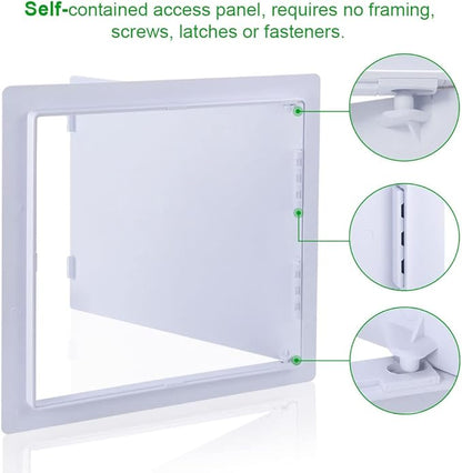 Plumbing Access Panel for Drywall 10 x 10 Inch Plastic Access Door Removable Wall Access Panel Ceiling Reinforced Hinged Durable White