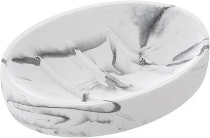 2 Pack Resin Soap Dish, Marble Look Soap Holder Shower Soap Dishes for Bar Soap, Bar Soap Holder Soap Tray Soap Saver for Shower Bathroom Kitchen Sink