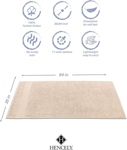 Hencely Bath Sheet Set of 2 - (35x64 Inches) - Luxury Extra Large Oversized Towels, 100% Cotton - Quick Dry, Highly Absorbent, Super Soft - Ideal for Spa, Hotel, Bathroom - (Bath Sheets 2 Pack, Beige)
