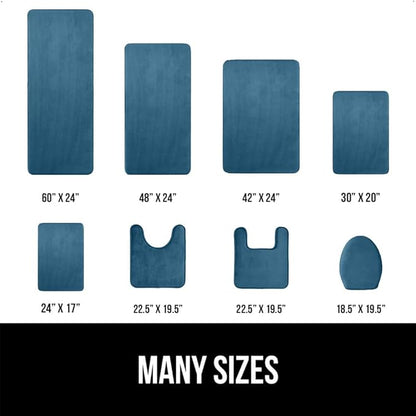 GORILLA GRIP Memory Foam Bath Mat, Soft Absorbent Velvet Bathroom Mats, Durable Dots on Underside, Machine Washable Bathmat, Carpet Rug Room Decor for Shower Tub Floor RV, 48x24 Rugs, Blue
