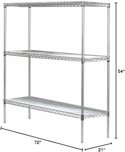 Omega 21" Deep x 72" Wide x 54" High 3 Tier Chrome Starter Shelving Unit