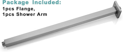 BESTILL 20 Inch Brushed Nickel Ceiling Mount Shower Arm and Flange, Square Rain Shower Arm