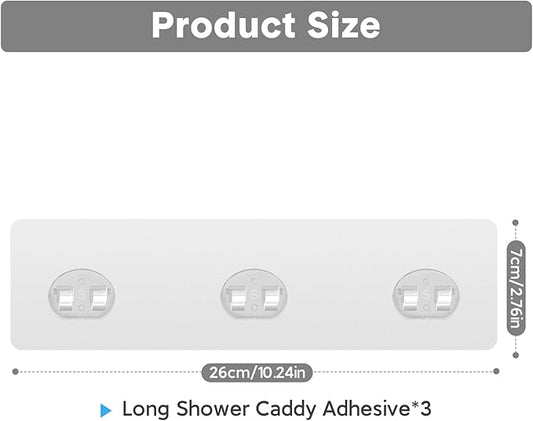 Shower Caddy Adhesive Replacement, Transparent Strong Adhesive Hooks, No Drilling, Waterproof, for Shower Caddy, Bathroom Storage Shelves and Kitchen Racks (Triple*3pcs)