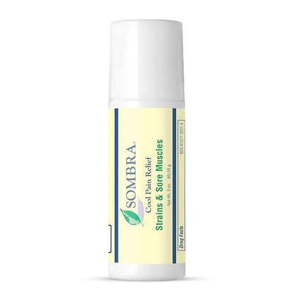 Sombra Cool Pain Relief Gel Cold Pain Relief for Swelling, Growing Pains, Soreness, Post-Workout, Vegan Formula Free of Artificial Fragrances, Dyes, NSAID, Wax, Petroleum, Alcohol - 3oz Roll-On