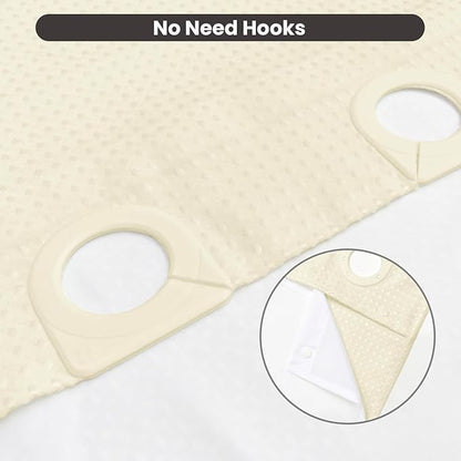 Inhousolu No Hook Waffle Weave Shower Curtain with Removable Snap in Fabric Liner Set for Bathroom, 230 GSM Heavy Duty Weighted Hem, Water Repellent Washable Bath Curtains, 72 x 72 Inch, Ivory