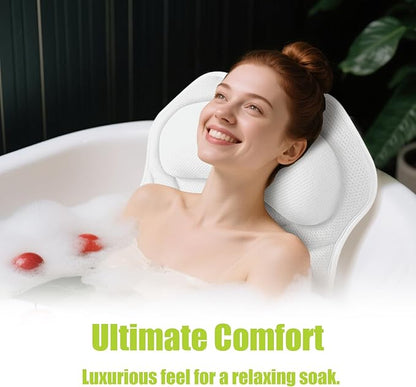 Full Body Bath Pillow for Tub - Extra Long & Thick Tub Pillow with Head, Back & Lumbar Support, 168 Non-Slip Suction Cups, Soft 5D Mesh Spa Cushion, Fits All Tubs-Gift for Soaking