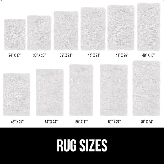 GORILLA GRIP Bath Rug Mat 60x17, Thick Soft Absorbent Chenille, Quick Dry Microfiber Mats, Rubber Backing Washable Shower Floor Rugs, Bathmat Runner, US Designed Bathroom Home Decor Accessories White