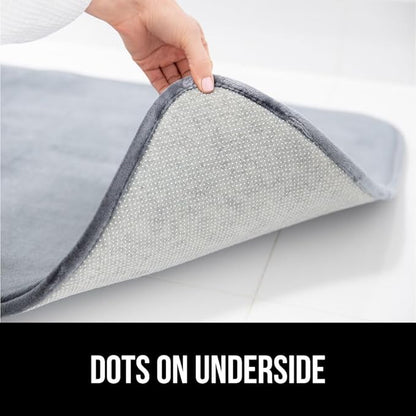 GORILLA GRIP Thick Memory Foam Toilet Rug for Bathroom, U Shaped Washable, Soft Absorbent Velvet Topside Floor Mats, Machine Wash, Cushioned Luxury Rugs for Bath Room, 22.5x19.5, Graphite Gray