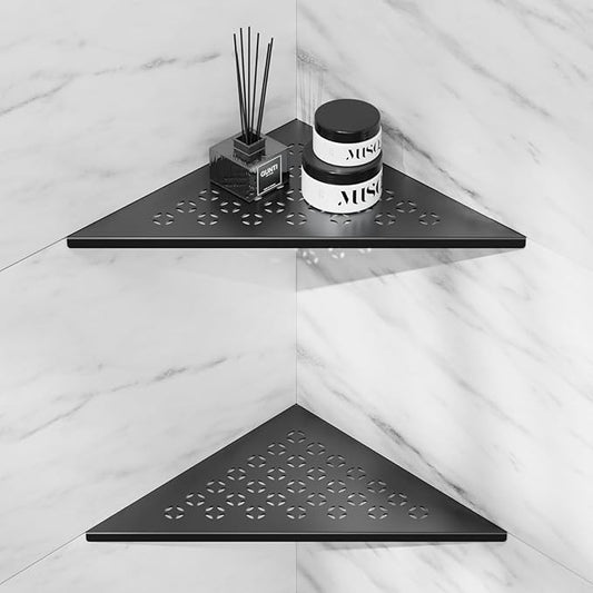 lives Corner Shower Shelf 10" Slot Design Recessed Shower Shelves for Tiled Wall, 304 Stainless Steel Corner Shelves for Bathroom Organizer, Matte Black 2 Pack (Star)