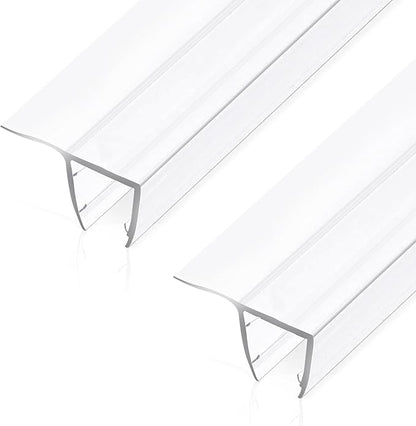 Shower Glass Door Side Seal, 2PCS 78 Inch Ultra Clear PVC Seal Strip with Long Sweep for 5/16"(8mm) Thick Framless Glass Door, to Stop Water Leakage