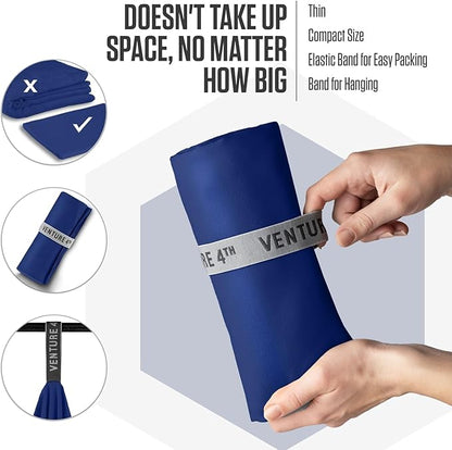 VENTURE 4TH Quick Dry Towel. Microfiber Travel Towel Ideal for Camping, Hiking, Backpacking, Gym. Lightweight & Fast Drying Travel Towels for Body. Compact & Easy to Pack - Navy Blue Extra Large