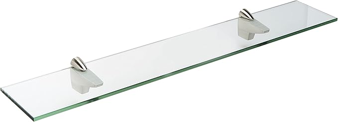 Spancraft Glass F-10x18-Brushed Steel Falcon Glass Shelf, Brushed Steel, 10" x 18"