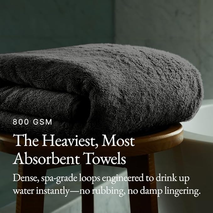 Italic Ultraplush 100% Australian Cotton Hand Towels - Set of 2 Luxury Hand Towels, Ultra Soft and Highly Absorbent 800GSM Towels for Bathroom,Shower, Hotel, and Spa (Charcoal)