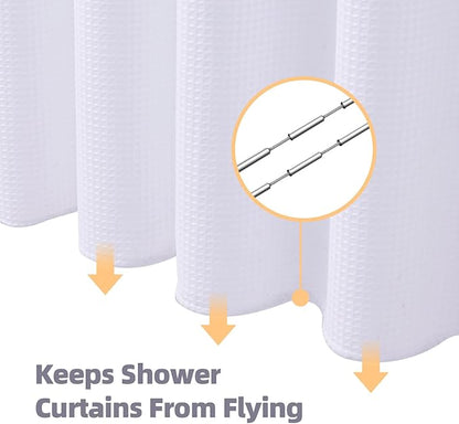 LaCyan 3 in 1 Waterproof Waffle Weave Shower Curtain and Clear Liner Set with 6 Stainless Steel Hooks Double Sided for Bathroom 72 Inches Heavy Duty Polyester Fabric Shower Curtains 36x72