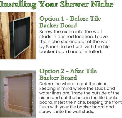 Shower Niche Insert Tile Ready, Recessed Wall Niche, Shower Inserts Kit for Bathroom Wall, Recessed Shelf Insert, Lightweight, Grid Surface for Easy Tile Application, Rectangle, 14x22 Inches