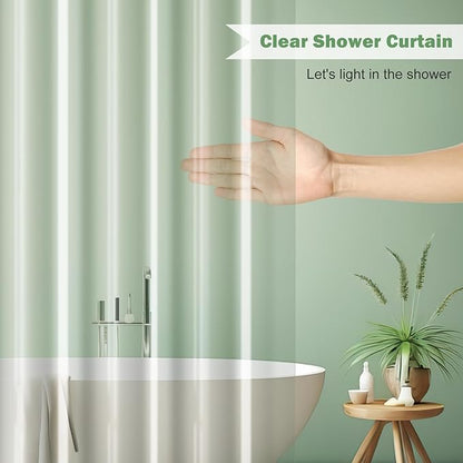 UFRIDAY 90 inches Clear Long Shower Curtain Liner, Waterproof PEVA, Metal Grommets, Clear, Extra Long, Weighted Tall 72x90 inch Bathroom Shower Curtain Liners with 5 Weights