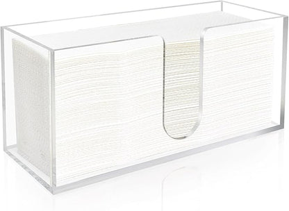Acrylic Paper Towel Holder Countertop, 5mm Thick Clear C-Fold Z-Fold Trifold Napkin Dispenser, Bathroom & Kitchen Organizer for Multifold Towels (1)