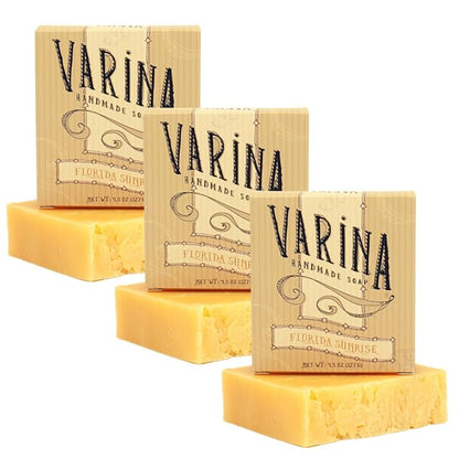 Organic Florida Sunrise Bar Soap - Gentle Cleansing for Sensitive Skin, Fruity - 3 Pack - 84% Organic Ingredients