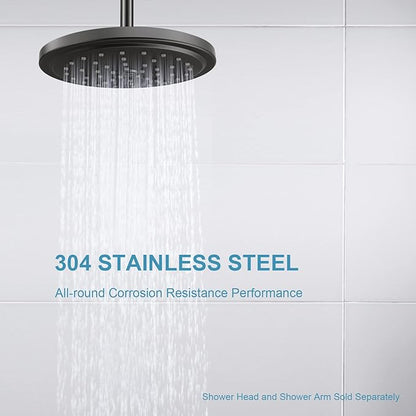 OFFO Shower Arm with Flange, 10 in Oil Rubbed Bronze Ceiling Mount Replacement Rain Shower Head Straight Arm Ceiling-Mounted For Fixed Shower Head & High Pressure Rain