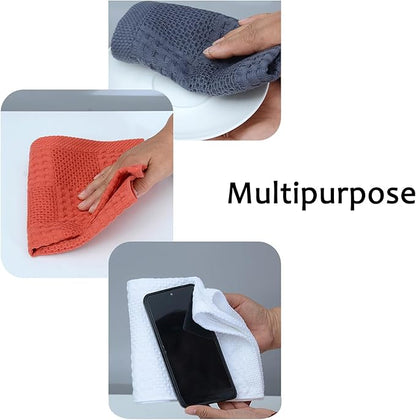 Waffle Weave Cotton Washing Cloth Ultra Soft and Absorbent Washcloths for Bathroom Kitchen and Gym Natural Cotton (6, Grey)