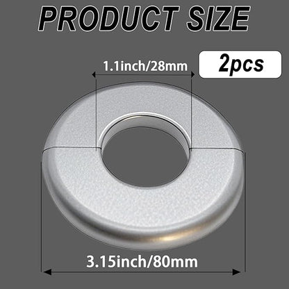 2 Pieces ABS Wall Split Flange Round Self-Adhesive Escutcheon Plate Cover Plumbing Pipe Cover for Water Pipe Faucet Decoration 1.1"/28mm, Silver