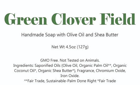 3 Pk Green Clover Field Organic Soap Bars, Handmade in USA, Natural & Cruelty Free (3 Pack, Green Clover Field)