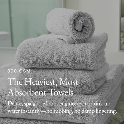 Italic Serene Ultraplush Cotton Bath Towels, 4-Pack (2 Sets of 2), Light Gray, Large, 800GSM, 100% Cotton, Heavy Duty, Resort Grade Towels (Light Gray)