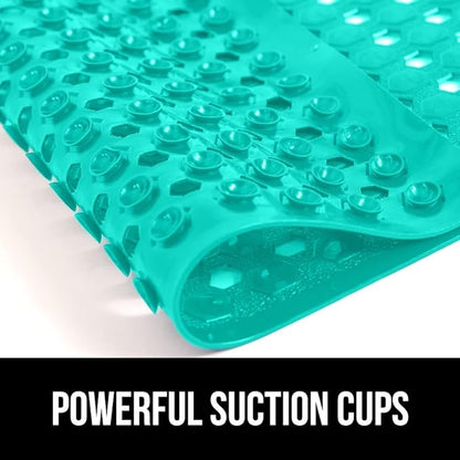 GORILLA GRIP Patented Square Shower Stall Mat, Small Bathtub Floor Mats for Stand Up Showers, Suction Cups and Drain Holes, Machine Wash, Soft on Feet, Bathroom Accessories 21x21 Inch Turquoise Opaque