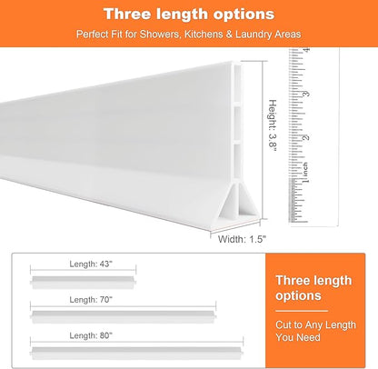 3.8'' High Shower Threshold Water Dam Collapsible 70IN Shower Water Splash Guard for Shower Water Blocker for Wet and Dry Separation Bathroom and Kitchen (70 Inch)
