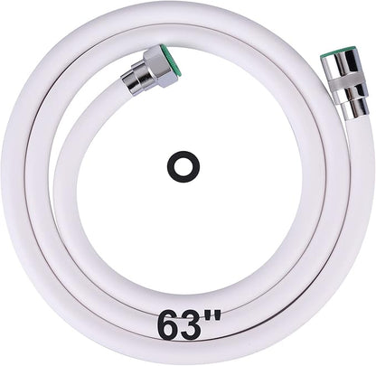 Aleasha Extra Long Shower Hose - 63 Inches Extension for Bathing, Toilet Cleaning, Dogs, Bathroom - White Handheld Shower Head Hose