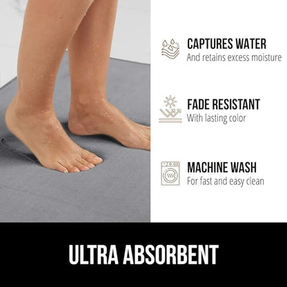 GORILLA GRIP Thick Memory Foam Toilet Rug for Bathroom, Square Shaped Washable, Soft Absorbent Velvet Topside Floor Mats, Machine Wash, Cushioned Luxury Rugs for Bath Room, 22.5x19.5, Graphite Gray