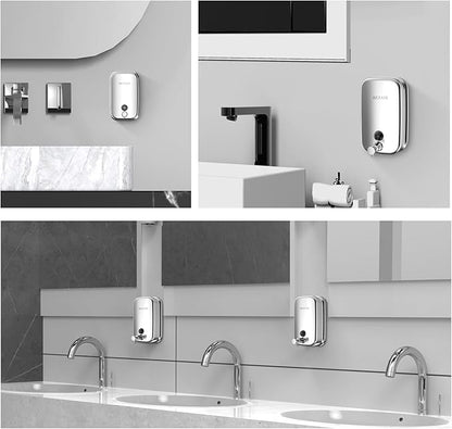Commercial Soap Dispenser Stainless Steel Wall Mount for Bathroom and Kitchen with Premium Anti-Leak Pump and Corrosion-Proof Lining 17oz/500ml 8182