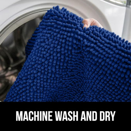 GORILLA GRIP Bath Rug Mat 60x24, Thick Soft Absorbent Chenille, Quick Dry Microfiber Mats, Rubber Backing Machine Washable Shower Floor Rugs, Bathmat Runner, Bathroom Home Decor Accessories Royal Blue