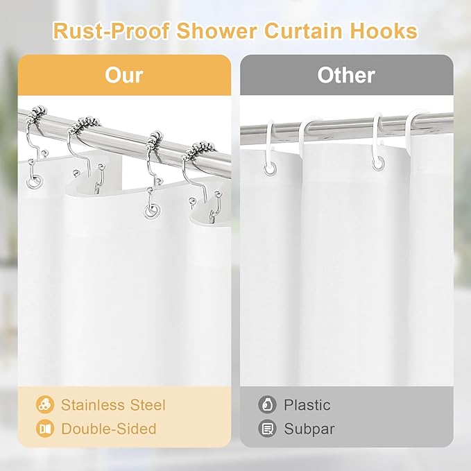 3 in 1 Stall Half Size Burnt Orange Shower Curtain Set-36 W x 72 H, Modern Waffle Waterproof Fabric and PEVA Liner Set with Stainless Steel Hooks