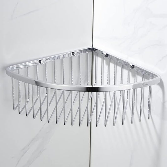 Corner Shower Caddy Organizer, SUS304 Stainless Steel Heavy Duty Rust-Proof Shelf Organizer, Wall Mounted Storage Rack for Bathroom, Brushed Chrome
